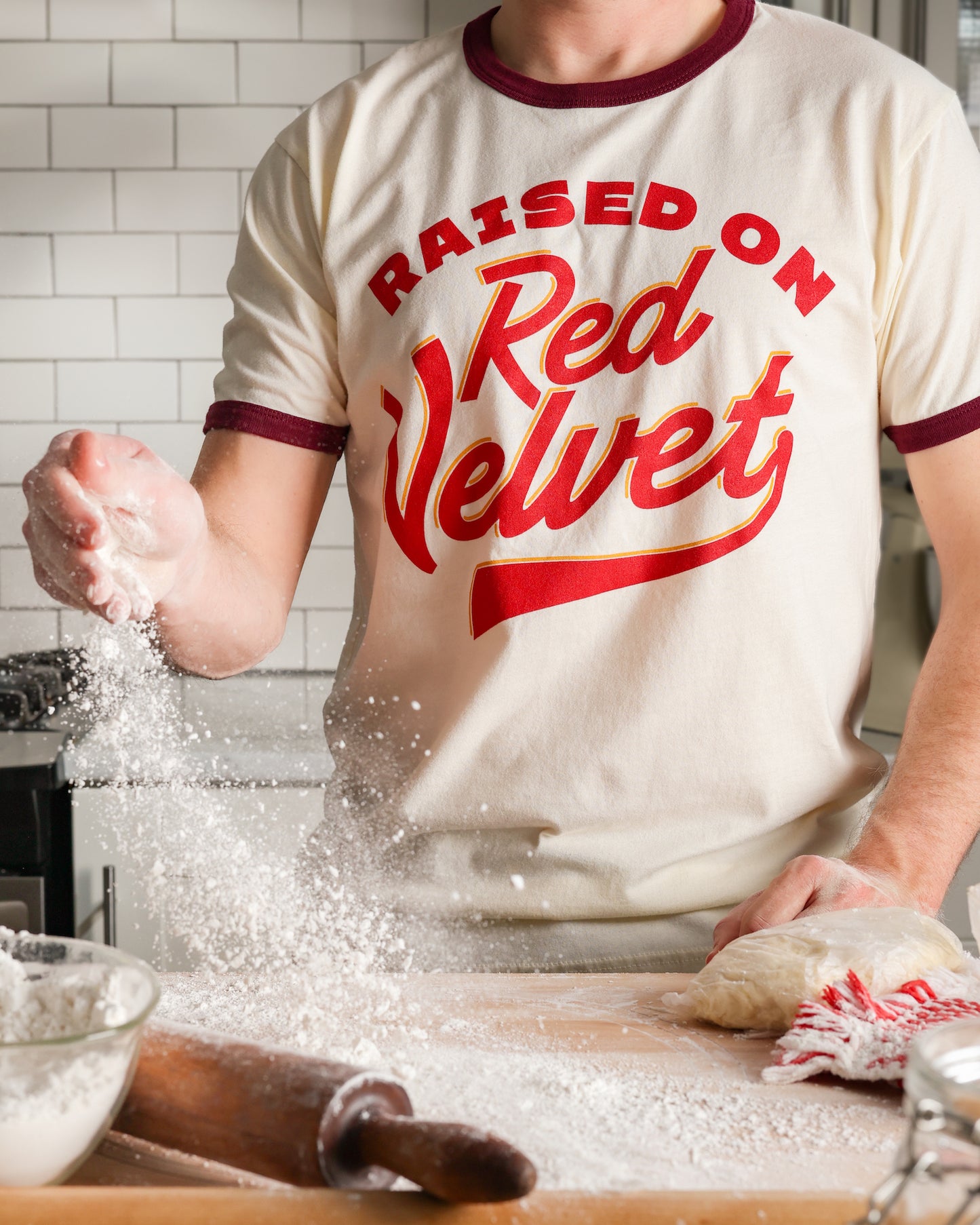 Swans Down "Raised on Red Velvet" Ringer Tee