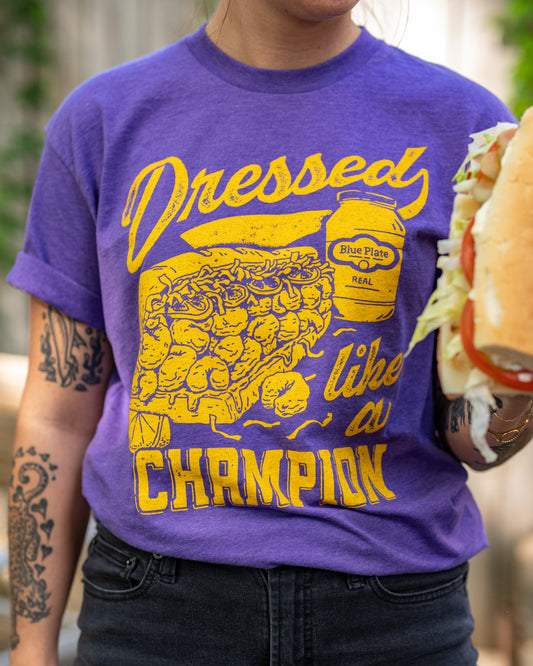 Dressed Like A Champ - Purple & Gold Vintage Label