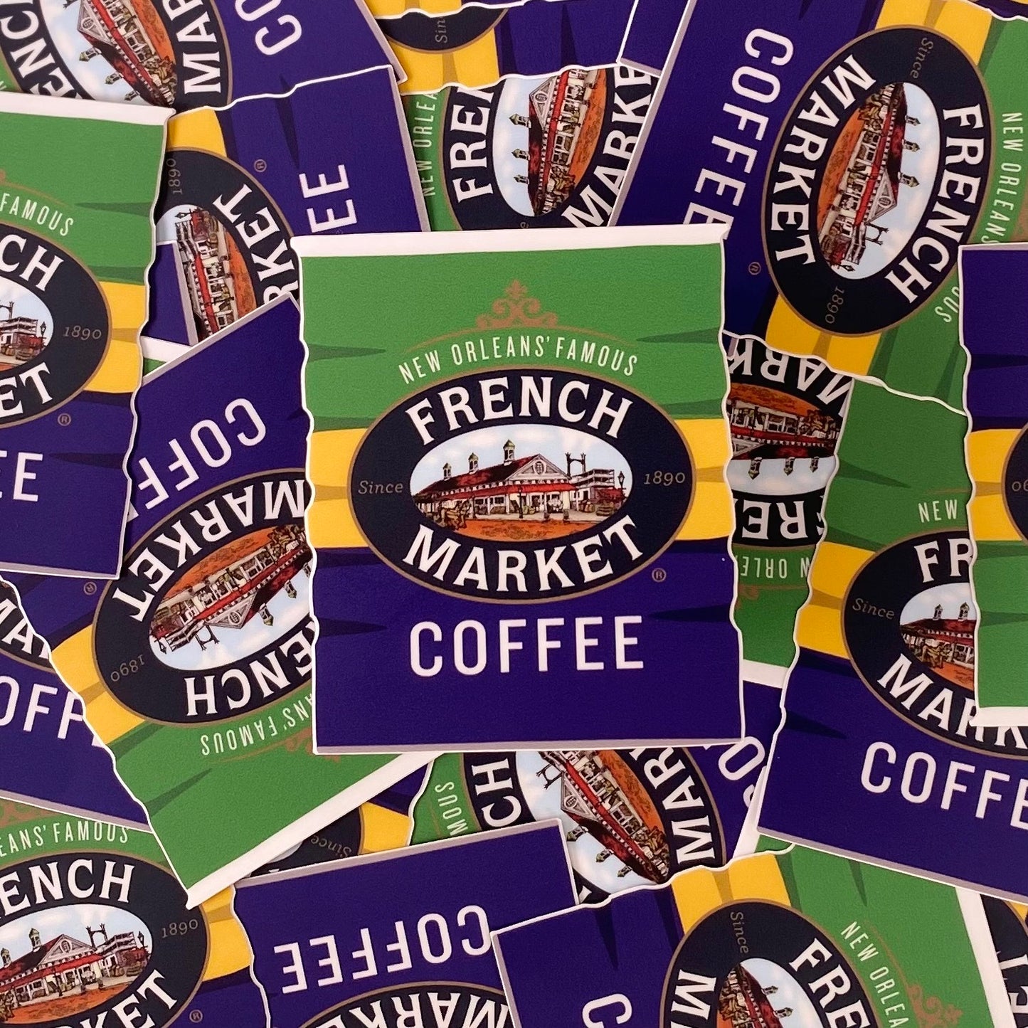 French Market Coffee Mardi Gras Sticker